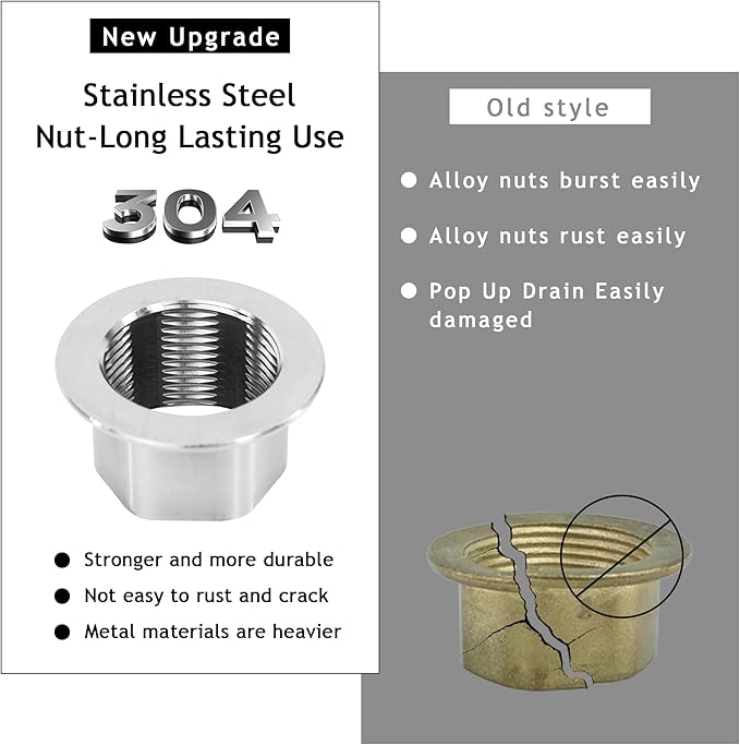 Bathroom Sink Drain,Drain Stopper Bathroom Sink with Overflow,Small Cap Pop Up Drain Assembly with Detachable Strainer Basket,Built-in Anti-Clogging, Stainless Steel Nut Brushed Nickel