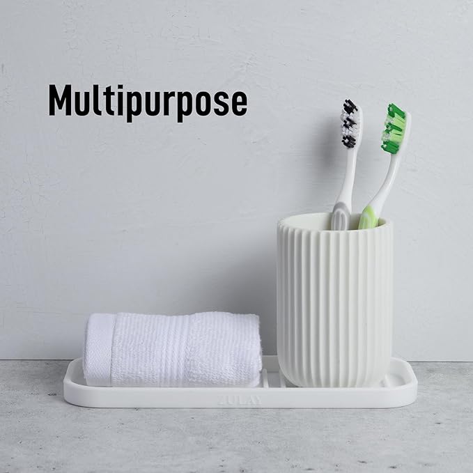 Zulay Kitchen (9x3.5) Silicone Sponge Holder for Kitchen Sink - Flexible Multipurpose Soap Tray - Sink Organizer for Kitchen, Bathroom, Makeup, Trinkets & More (White)