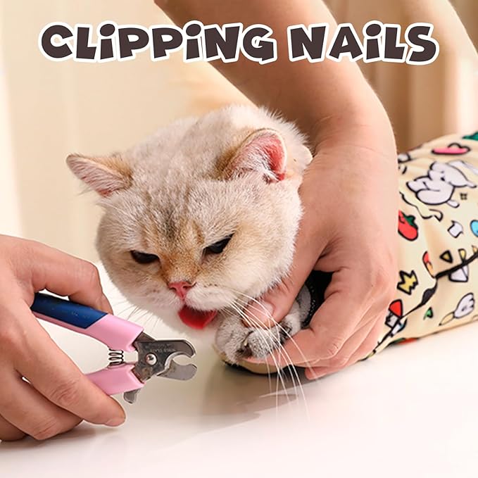 Cat Grooming Wrap, Self-Adherent Soft Cat Blanket to Wrap, Nail Clipping, Anti-Bite, Anti-Scratch, Anti-Escape Calming Wrap (Space, 6-10 lbs)