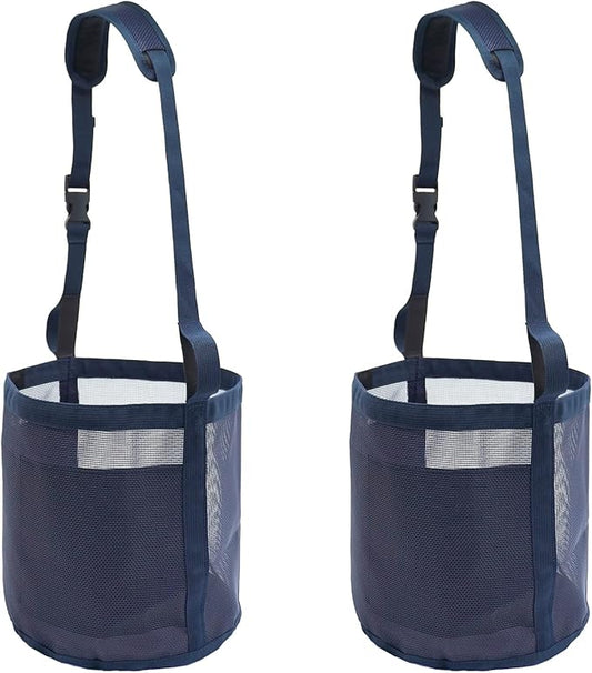 Horse Feed Bag for Grain - Heavy Duty Mesh Horse Feeder with Adjustable Strap,Comfort Neck Pad,Nose Pad Horse Muzzle Feed Bag(Medium,2PCSblue)