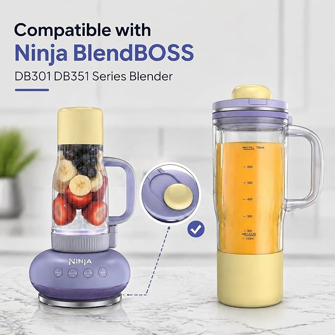 26oz Replacement Tumbler Cup for Ninja BlendBOSS, Leakproof Travel Blender Cup with Handle & Flip Cap Compatible with Ninja BlendBOSS DB351 Series (Lavender)
