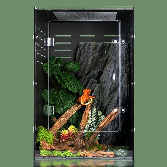 Reptile Tank 16x16x24 Terrarium – PVC Reptile Enclosure for Crested Gecko, Chameleon, Snake Habitat | Tree-Dwelling Cage & Snake Enclosure