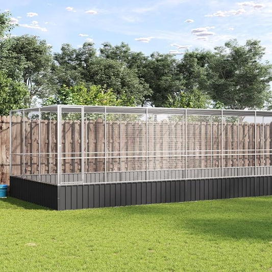 Outdoor Aviary Bird Cage, Galvanized Steel Outside Ample Activity Space Birdcage, 366.9"x120.9"x83.5", -275