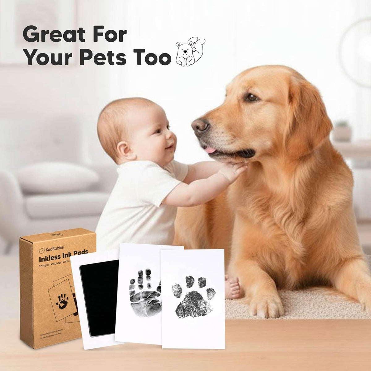 4-Pack Inkless Baby Hand and Footprint Kit - Mess Free Ink Pad for Newborn Keepsake, Dog Nose & Paw Print Kit, Clean Touch Ink Pad for Baby Hand & Footprints, Ideal New Mom Gifts (Jet Black)