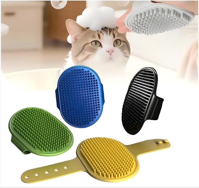 4PCS cat self groomer,cat brushes for indoor cats,Adjustable silicone self-cleaning massage tool for scratching, bathing, massaging, cleaning hair for cats and dogs