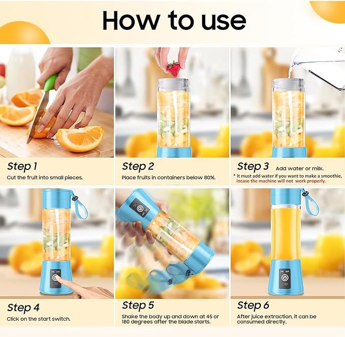 Cordless Portable Personal Size Blender - 2026 Upgraded New Blender for Shakes and Smoothies with 13 Oz BAP Free Juice Cup, USB Rechargeable Freshly Squeezed for Picnic/Sports