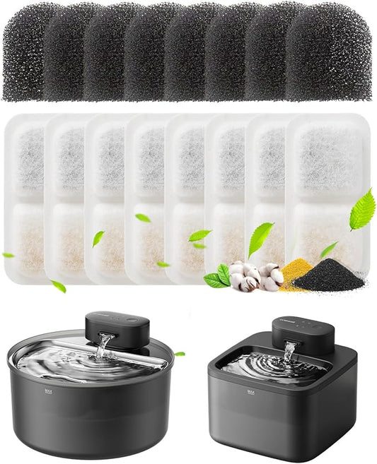 oneisall 8 Replacement Filters for Cat Water Fountain PW13 PW14, 4 Months Set of Replacement Filters for Ultra Quiet Pet Water Fountain, White 8 Count (Pack of 1)