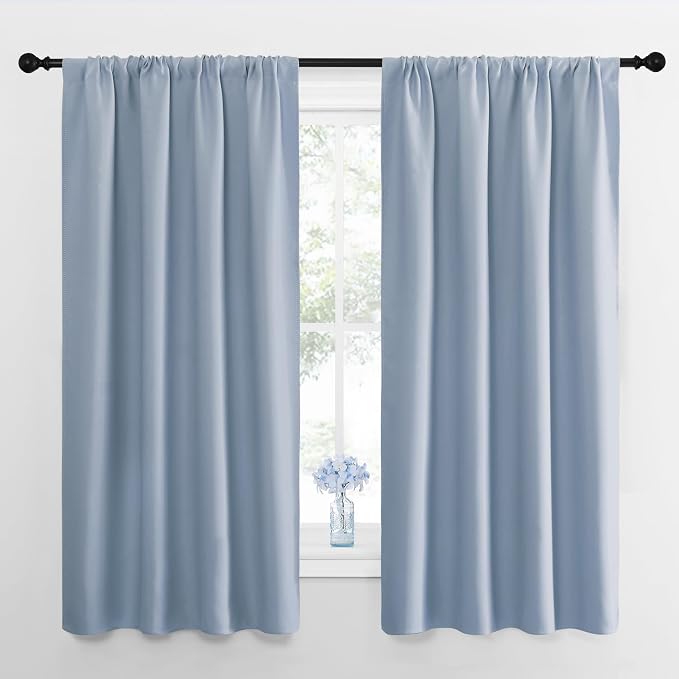 NICETOWN Blackout Curtains for Living Room, Vintage Blue, 2 Panels, 42 by 63