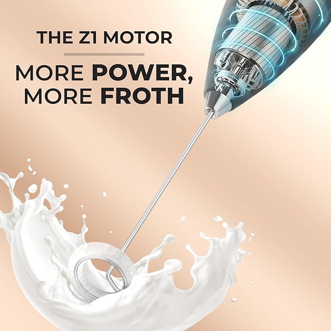 Zulay Kitchen Powerful Milk Frother Wand - Ultra Fast Handheld Drink Mixer - Electric Whisk Foam Maker for Coffee, Lattes, Cappuccino, Matcha & Creamer - Lemon Lime
