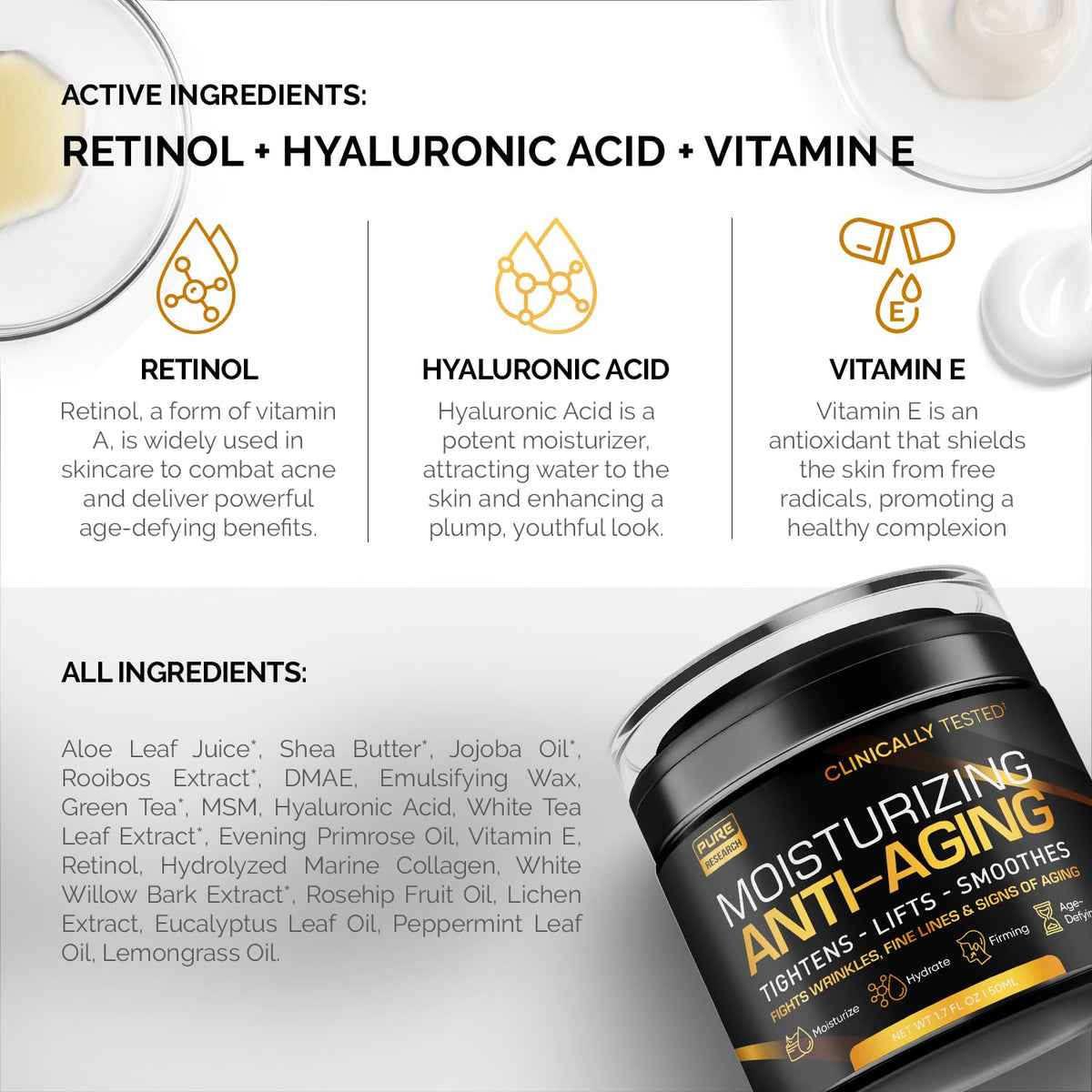 Men's Face Cream Moisturizer - Anti-Aging Cream For Men, Collagen, Retinol & Hyaluronic Acid - Day & Night - Facial Skin Care- Anti Wrinkle 1.7 oz