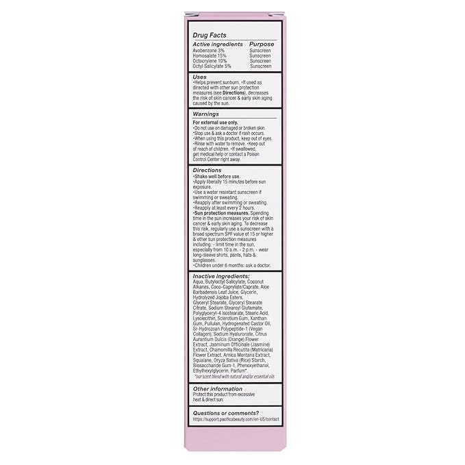 Pacifica Beauty Vegan Collagen SPF 30 Broad Spectrum Sunscreen Every Day Face Lotion, UVA/UVB Protection for All Skin Types, Lightweight, Moisturizing & Hydrating, Cruelty Free, White, 1.7 Fl Oz