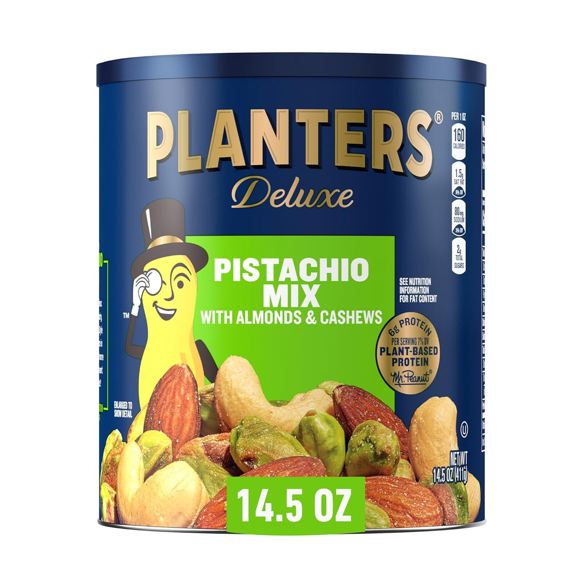 PLANTERS Pistachio Nuts Lovers Nut Mix with Pistachios no shell, Almonds & Cashews, Party Snacks, Plant-Based Protein, After School Snack, Bulk Nuts, Kosher 1lb 2.5oz