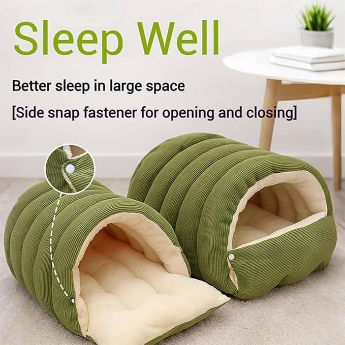 Expectation Cat Bed, Removable and Washable Winter Closed-Off Cat Bed, Soft Fluffy Warm Autumn/Winter Cats House, Washable Non-Slip Pet Sleeping Bag for Indoor Cats Small Dogs (D,Medium)