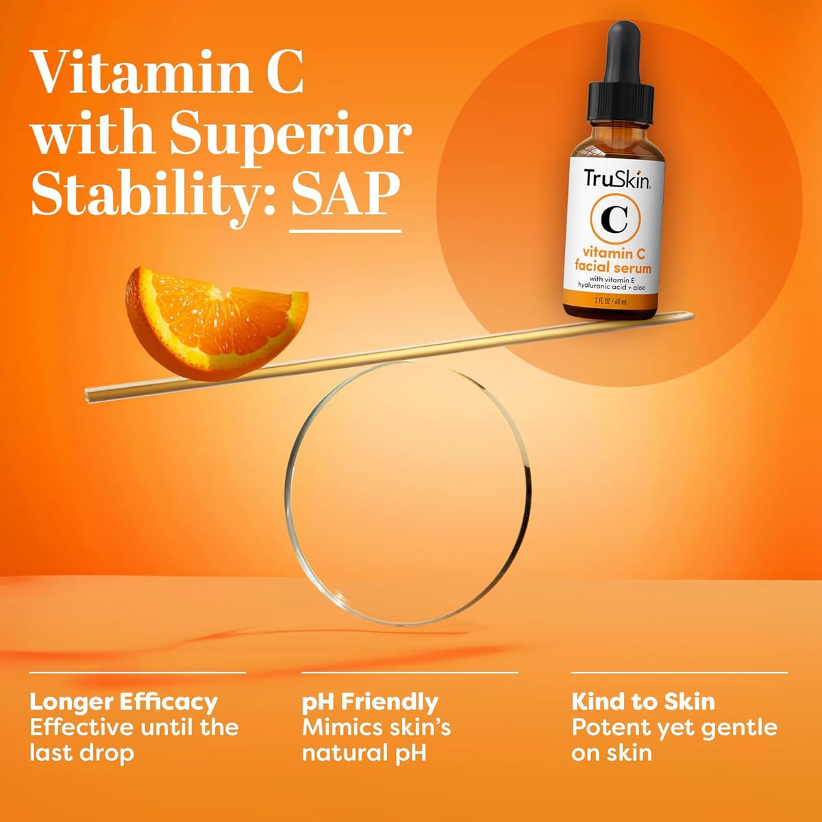 TruSkin Vitamin C Serum for Face – Anti Aging Face Serum with Hyaluronic Acid & Vitamin E – Brightening Formula for Improving Appearance of Dark Spots, Fine Lines & Wrinkles – All Skin Types, 2 Fl Oz