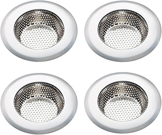 Kitchen Sink Strainer Basket Stainless Steel - Sink Drain Cover with Wide Rim, for Most Kitchen Sinks Anti-Clogging 4.5 in (4pc Silver)