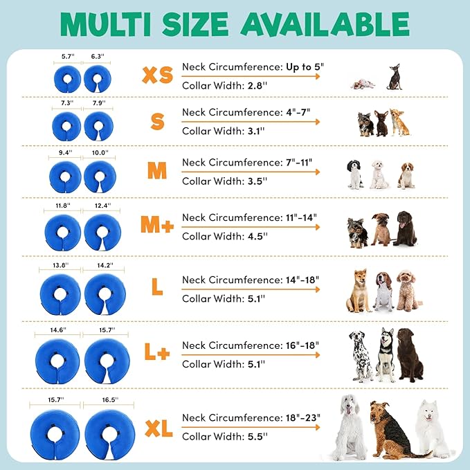 BENCMATE Inflatable Dog Cone Collar Alternative, Soft Dog Cone for Small Medium Large Dogs and Cats, Neck Recovery ECollar Donut Collar After Surgery (Large, Donut-Strawberry)