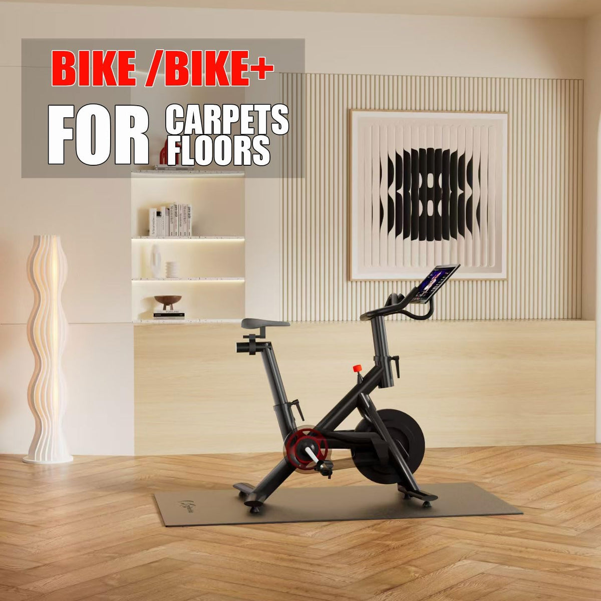 Bike Mat Compatible with Peloton Bike,Elliptical,Treadmill Mat, 6mm Thick, Under Exercise Bike Trainer Pad for Indoor Stationary Spin Bike Gym Equipment Hardwood Floor Carpet Protector