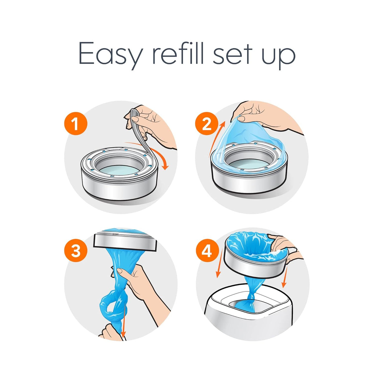 Diaper Genie Refill Round – Pack of 4 | Holds 1280 Diapers | Odor-Lock Film for Complete & Expressions Pails