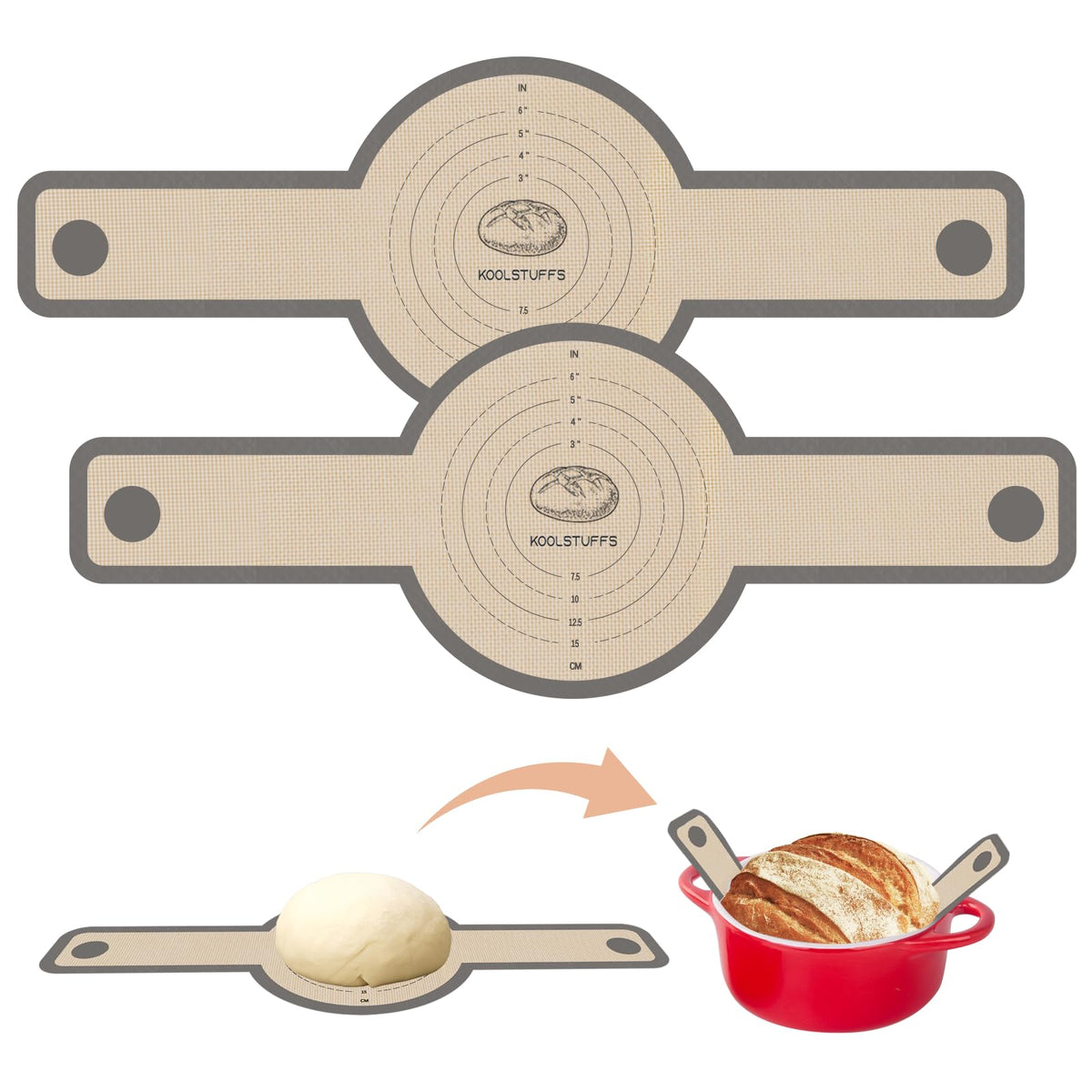 Silicone Bread Sling for Dutch Oven, 2 PCS Non-Stick & Easy Clean Reusable Sourdough Mat, Sourdough Bread Baking Supplies, Tools ＆ Accessories