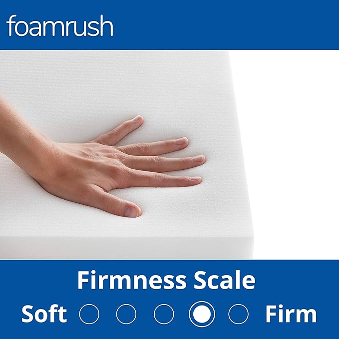 FoamRush 6-Inch Truck (32" x 29") High Density Foam RV Mattress Replacement with Canvas Navy Cover, Medium Firm, Made in USA, Camper Trailer, Removable Water-Resistant Outdoor/Indoor Cover w Zip