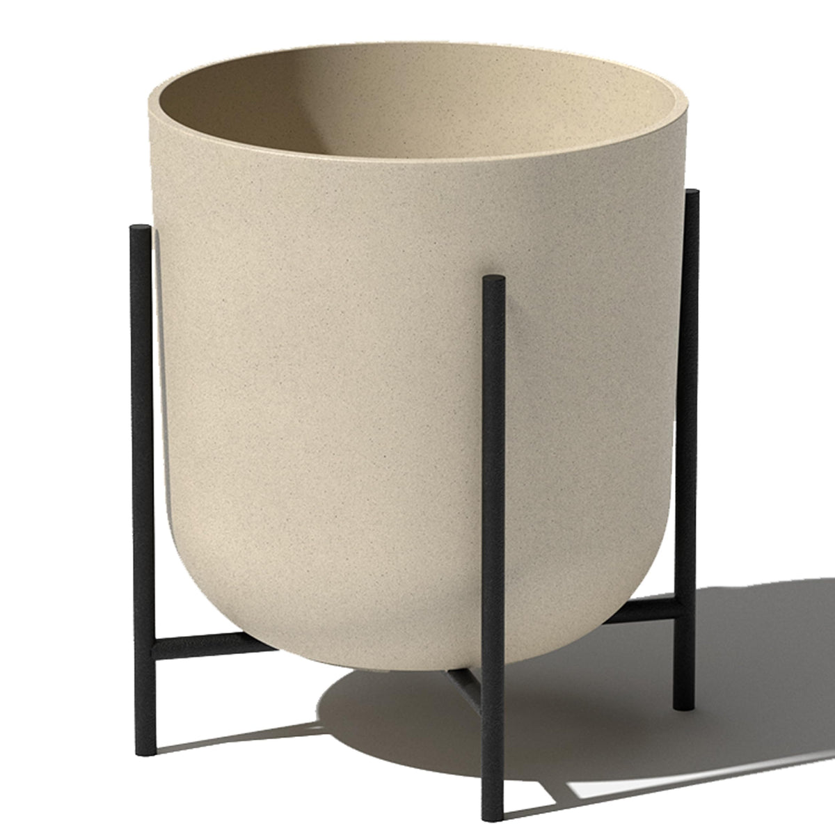 Veradek Mason Series Raised Lima Planter - Round Planter for Patio/Balcony | Plastic-Stone Composite w/Metal Plant Stand | Modern Décor for Plants