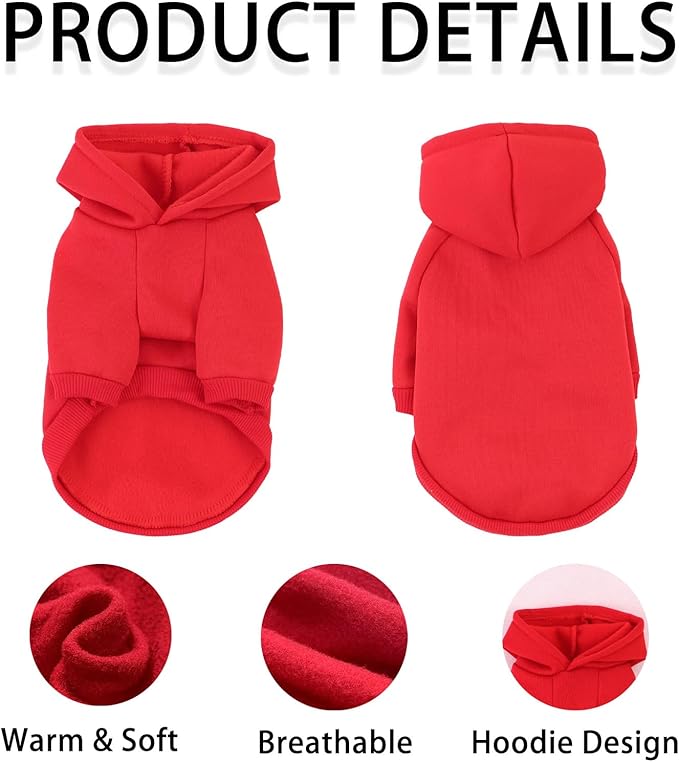 Custom Dog Hoodie, Personalized Sweatshirt with Photo Text Name Logo, Customized Hooded Sweater for Small Medium Large Dogs & Cats (Red, XXXXX-Large)