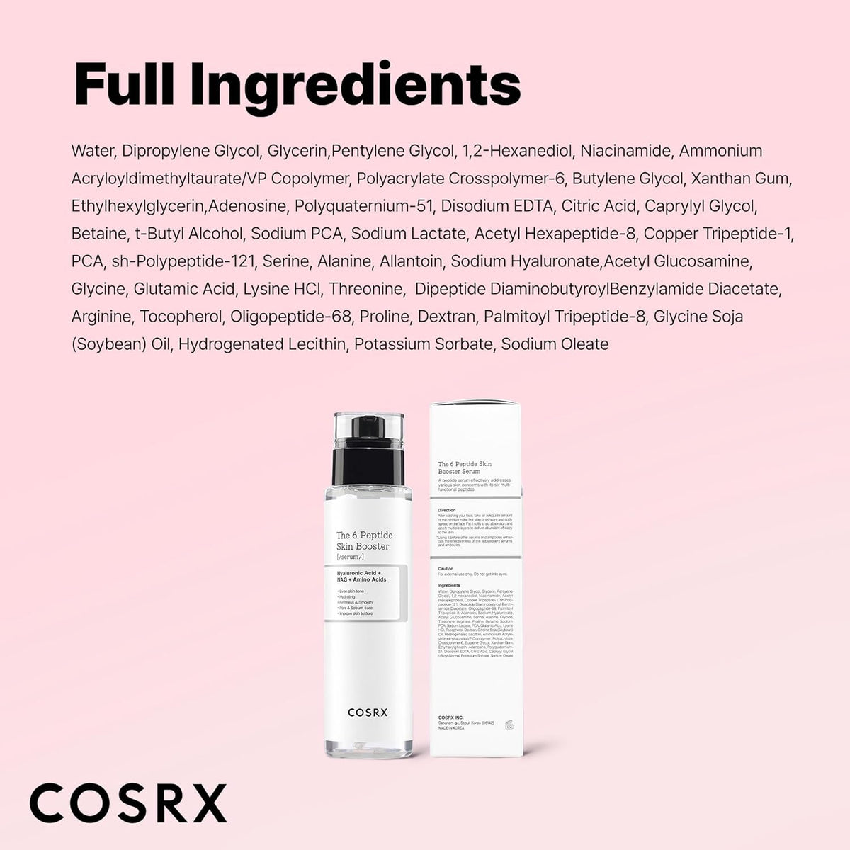 COSRX 6X Peptide Collagen Booster Toner Serum with Copper Peptides, Niacinamide & Hyaluronic Acid Skin Renewal Boosting Facial Essence for All Skin Types, Korean Skin Care, 150mL/5.07 Fl.Oz