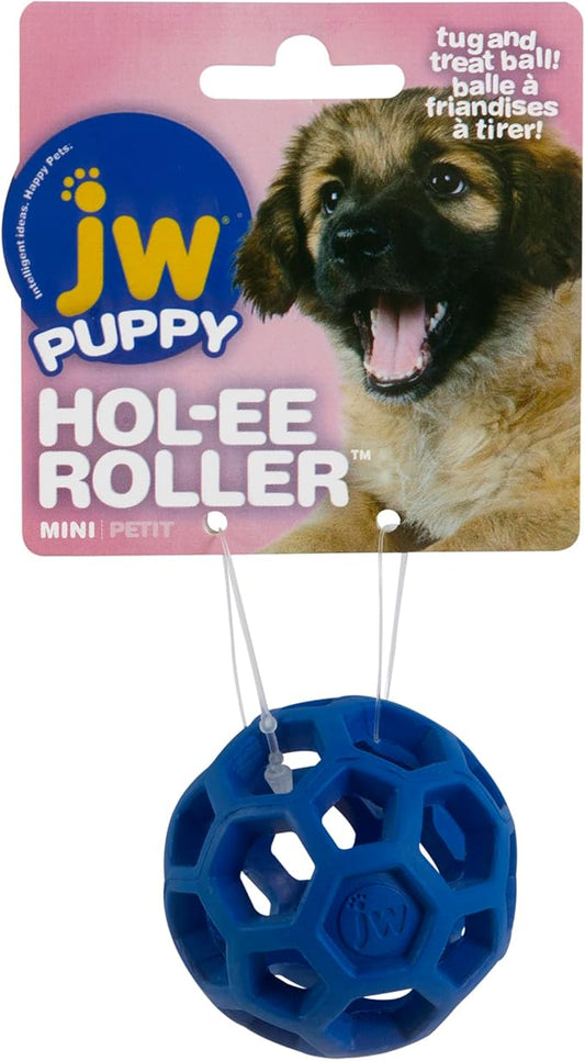 JW Hol-ee Roller Dog Fetch Treat Dispenser Puzzle Ball; Mini 1.75 Inch Diameter