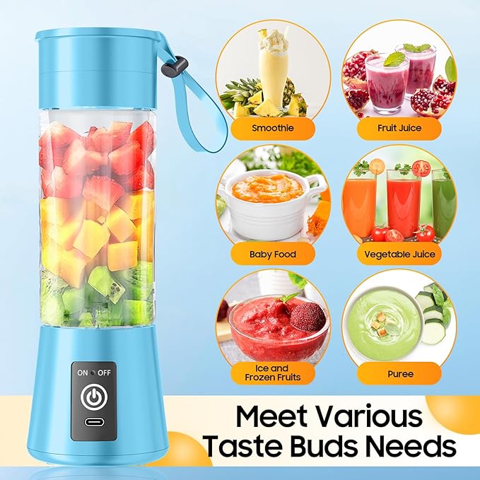 Portable Blender for Smoothies & Shakes - Cordless Personal Size Mini Blender with BAP Free Juice Cup, USB Rechargeable Suit for Sports/Picnic