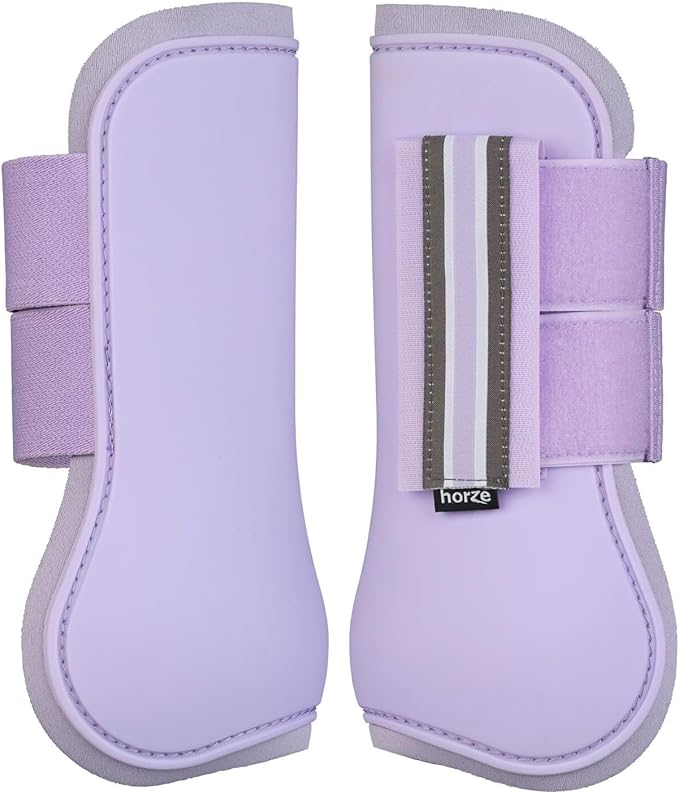 HORZE Adepto Open Front Tendon Boots | Durable Shell with Neoprene Lining - Languid Lavender Purple - Horse