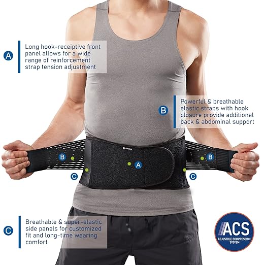 Comforband Copper-Infused Back Support Brace – Lightweight, Breathable Lumbar Belt with 6 Flexible Nylon Stays and Dual Adjustable Straps for Lower Back Pain Relief, Muscle Spasms, Strains, Arthritis, and Sciatica – Suitable for Men and Women (S/M)