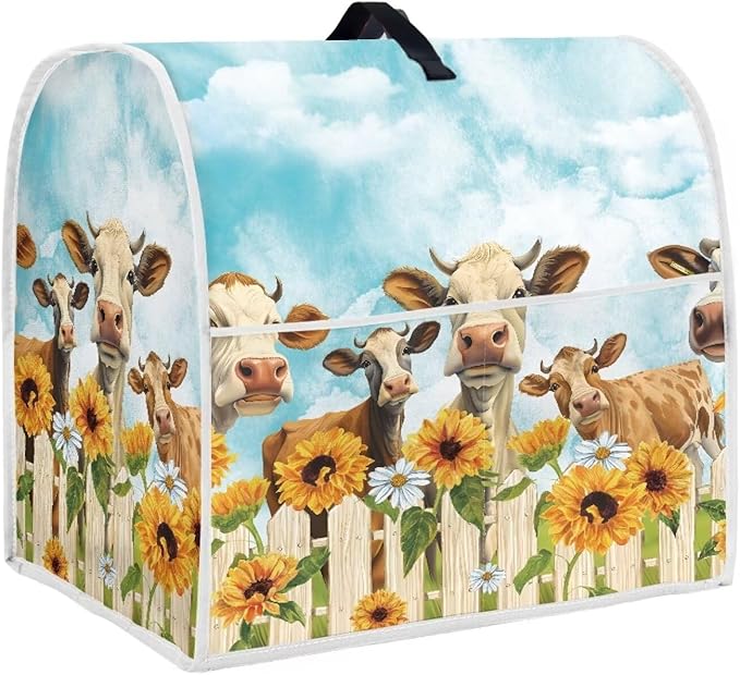 Sunflower Cow Mixer Cover | Portable Appliance Protector for 6-8 Quart Blenders, Coffee Makers & Juicers | Machine Washable & Extends Appliance Life