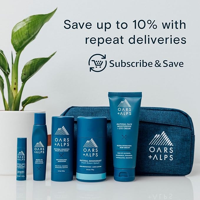 Oars + Alps Aluminum Free Deodorant for Men and Women, Dermatologist Tested and Made with Clean Ingredients, Travel Size, California Coast, 2 Pack, 2.6 Oz Each