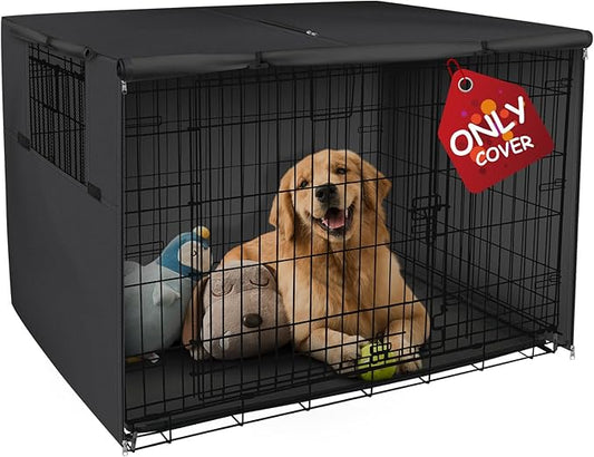 Explore Land Dog Crate Cover Heavy Duty Polyester Pet Kennel Sunshade Universal Fit for 24 inches Wire Cage (Black)