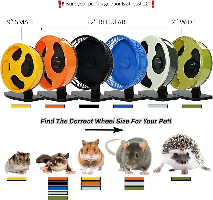 Silent Runner 12" Wide + Cage Attachment (NO Stand) - Silent, Fast, Durable Exercise Wheel - Sugar Gliders, Degus, Rats, Hedgehogs, Prairie Dogs & Small Pets