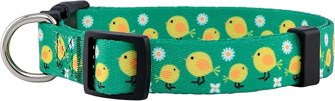 Native Pup Easter Dog Collar, Cute Spring Gift for Puppies, Pink Pastel, Eggs, Chicks, Bunny Adjustable for Small, Medium, Large Breeds (Chicks, Small)