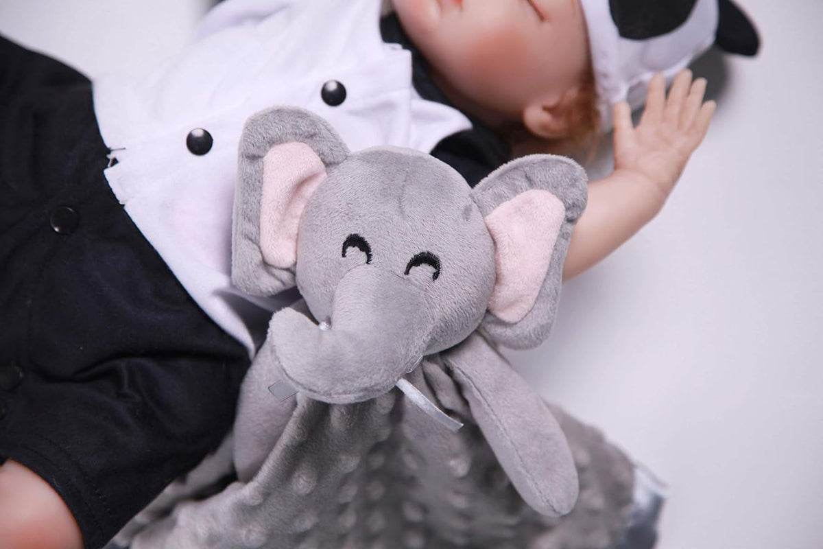 Pro Goleem Elephant Security Blanket, Soft Lovey Unisex Lovie Baby Gifts for Boys and Girls Snuggle Toy Stuffed Animal Newborn Essentials and Items Grey 16 Inch
