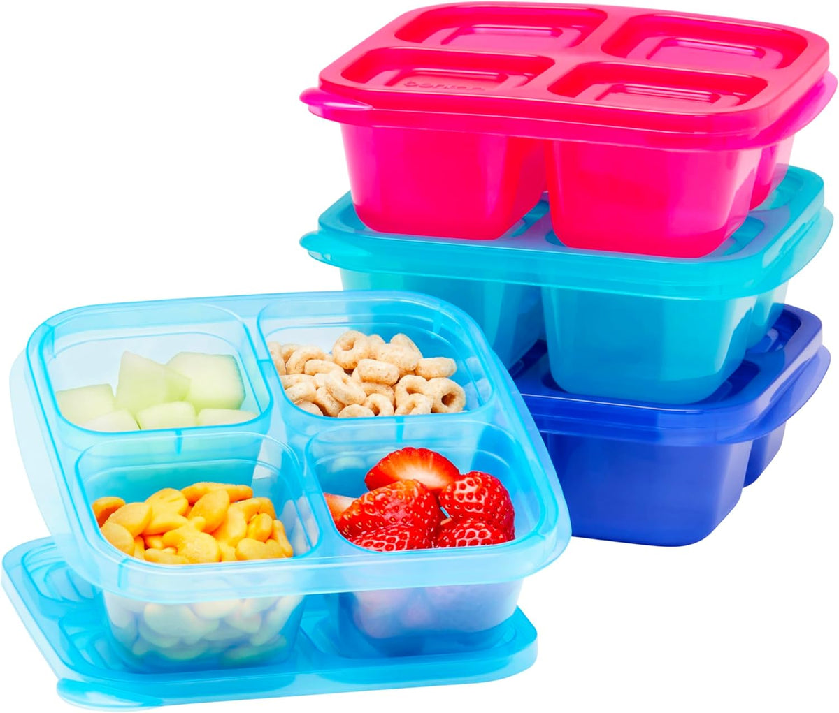 Bentgo Easyboxes 4-Compartment Snack Containers - 8-Piece Set with 4 Trays & 4 Custom-Fit Lids to Seal in Freshness - Reusable Food Storage & Meal Prep Bento BPA-Free Containers (Pastels)
