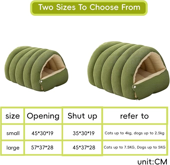 Removable and Washable Winter Closed-Off Cat Bed, Cat Winter Cave, Cute Cat Beds for Indoor Cats, Disassembled Design for Easier Cleaning, with Hair Remover (2PcsBeige, 22.4 * 14.6 * 11.0 in)