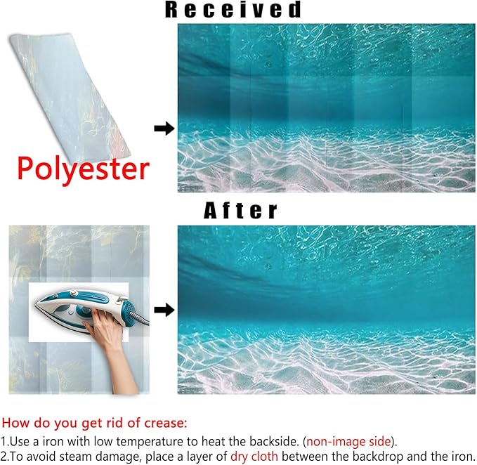 60X24IN Natural Undersea Aquarium Background, Undersea Beach Fish Tank Background, with 8 EVA Double-Sided Tape