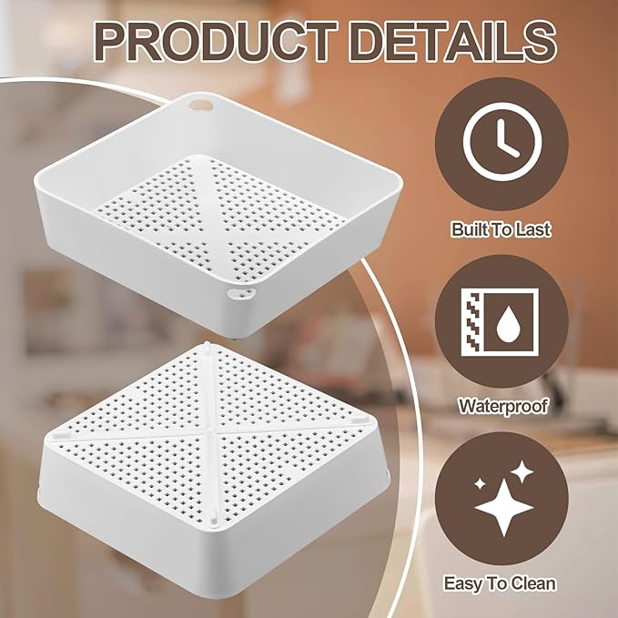 Tuanse 4 Pcs 8.5 x 8.5 x 2.5 Inch Floor Sink Drain Covers Commercial Plastic Floor Drain Strainer Plastic Drains Screen Basket Suitable for Commercial Kitchen Restaurant Diner Cafe