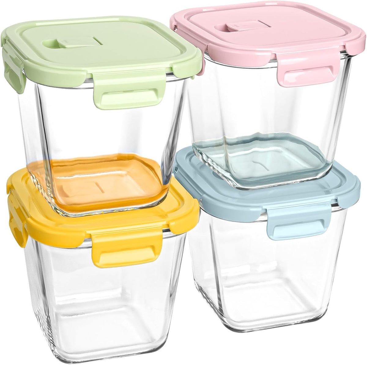 Glass Soup Containers with lids 4 Cup, 32 oz Glass Storage Containers, Tall Borosilicate Glass Food Storage Containers for Lunch, Ice Cream, Travel and Deli, Soup Freezer Safe Containers with Lids