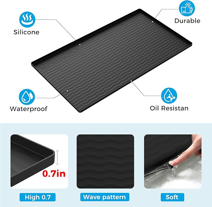 URMONA 37'' x 22'' Waterproof Silicone Under Sink Mat Cabinet and Counter Protector, Shelf Liner for Kitchen and Bathroom, Storage and Organizers, Litter Mat, Pet Cat Puppy Essentials(Brown)