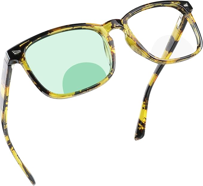 YEIN Bifocal Reading Glasses with Blue Light Blocking Lenses, Bifocal Reader for Women and Men, Vintage Square frame with Spring Hinge (+0.50/+2.75 magnification)