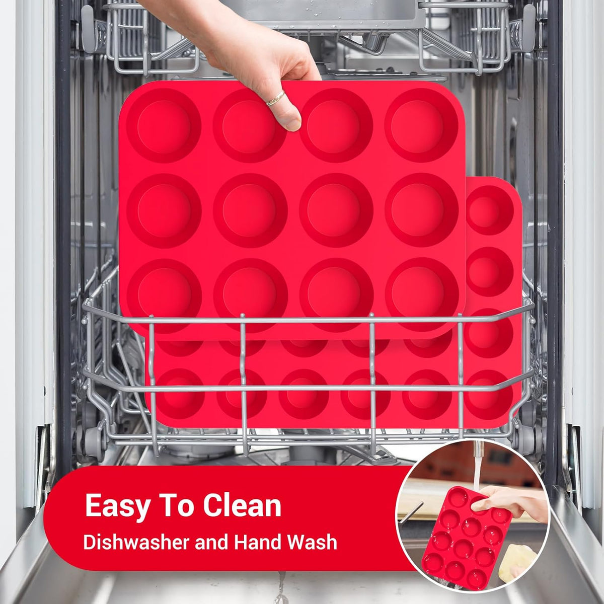Redfly 2 Pack Silicone Muffin Pan & Cupcake Pans for Baking - 12 Cup Regular Size BPA Free Egg Bites Molds