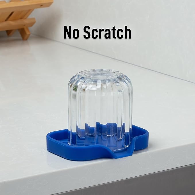 Zulay Kitchen Small Silicone Sponge Holder (4.9x3.3”) – Space-Saving Sink Organizer Tray for Sponge, Soap, Brush & More – Compact Non-Slip Dish for Kitchen & Bathroom (Turkish Sea)