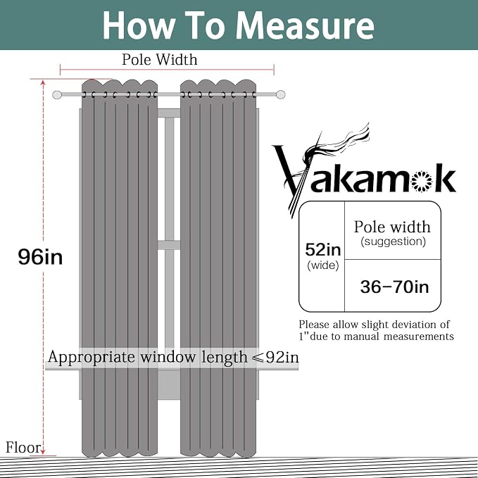 Yakamok Pure White 100% Blackout Curtains, 2 Thick Layers Completely Blackout
