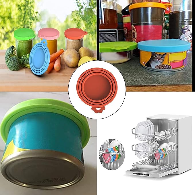 8 pack Silicone Pet Food Can Lids for 3 Standard Size Food Cans for Pet Food Cans or Canned Goods, Multicolor
