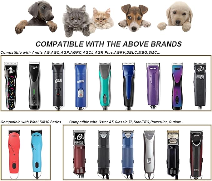 7F Blades Dog Grooming Blades Compatible with Andis/Oster A5/Wahl KM-10 Series Dog Clippers,Detachable Clipper Replacement Blade,Black (7FC/3PCS)