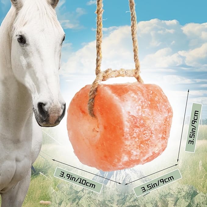 Himalayan Pink Deer Salt Lick on Rope Pack of 2 Natural Organic Mineral Intake Long Lasting Hunting Animal Salt Lick Block for Horses,Cattle,Sheep Livestock(4.8-6.6 lbs)